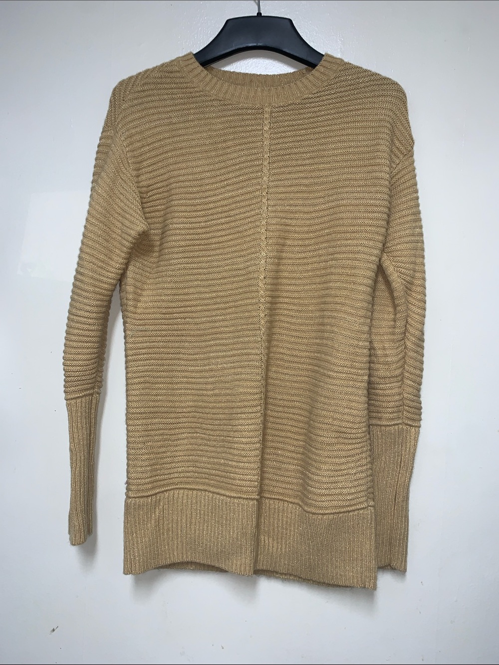Nine West Camel Ribbed Crewneck Sweater